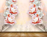 Avikalp MWZ0038 White Pink Red Flowers 3D HD Wallpaper