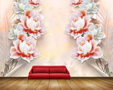 Avikalp MWZ0038 White Pink Red Flowers 3D HD Wallpaper