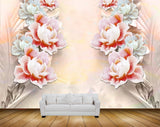 Avikalp MWZ0038 White Pink Red Flowers 3D HD Wallpaper
