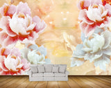 Avikalp MWZ0039 White Pink Red Flowers 3D HD Wallpaper