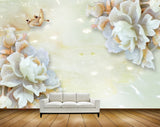 Avikalp MWZ0040 White Pink Flowers Birds HD Wallpaper