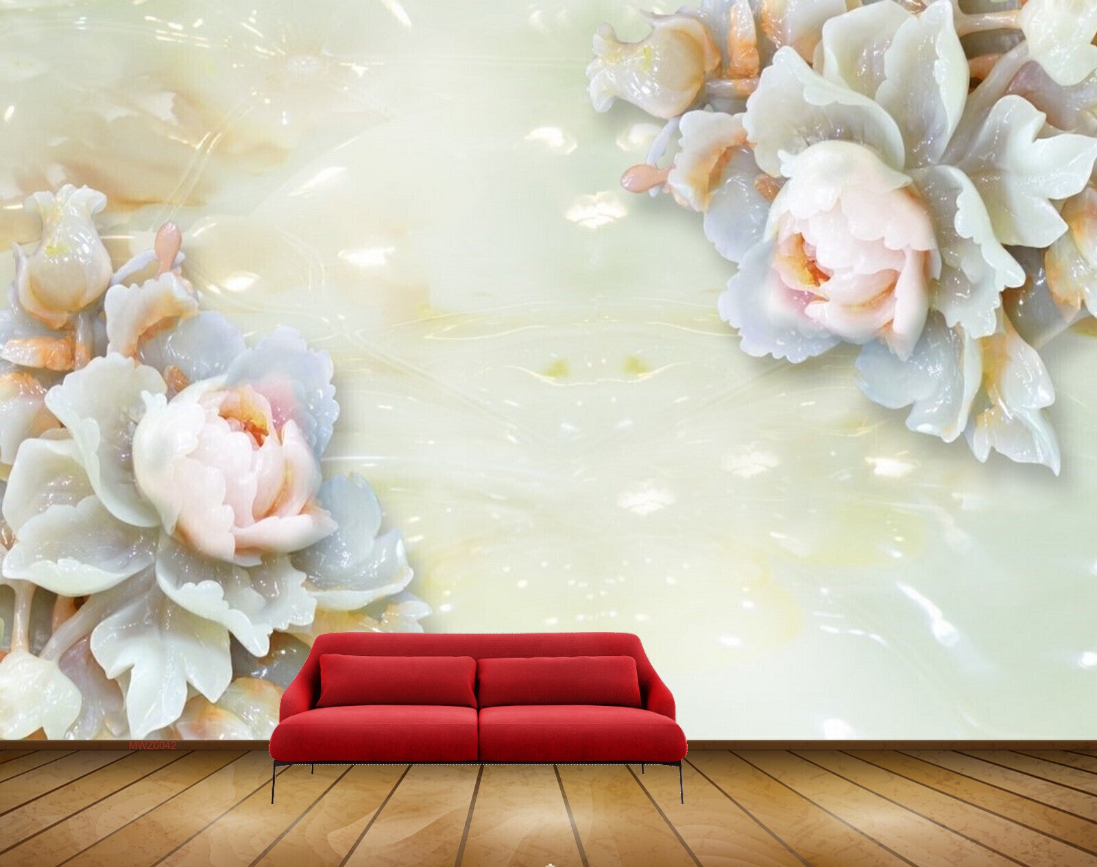 Avikalp MWZ0042 White Pink Flowers 3D HD Wallpaper