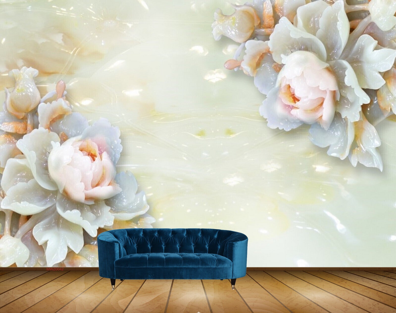 Avikalp MWZ0042 White Pink Flowers 3D HD Wallpaper