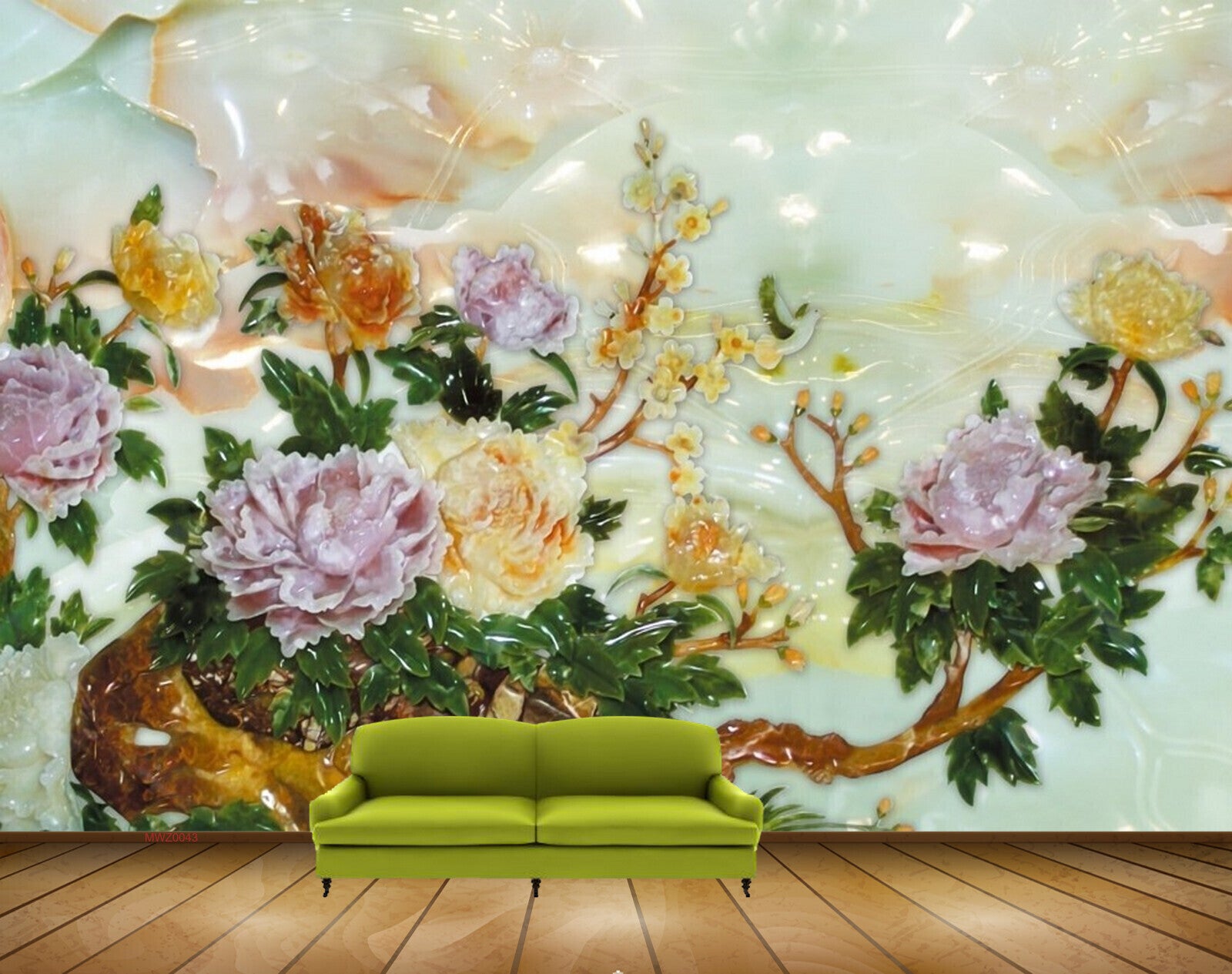 Avikalp MWZ0043 Pink Orange Flowers Plants 3D HD Wallpaper