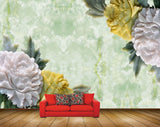 Avikalp MWZ0045 White Yellow Flowers Leaves 3D HD Wallpaper