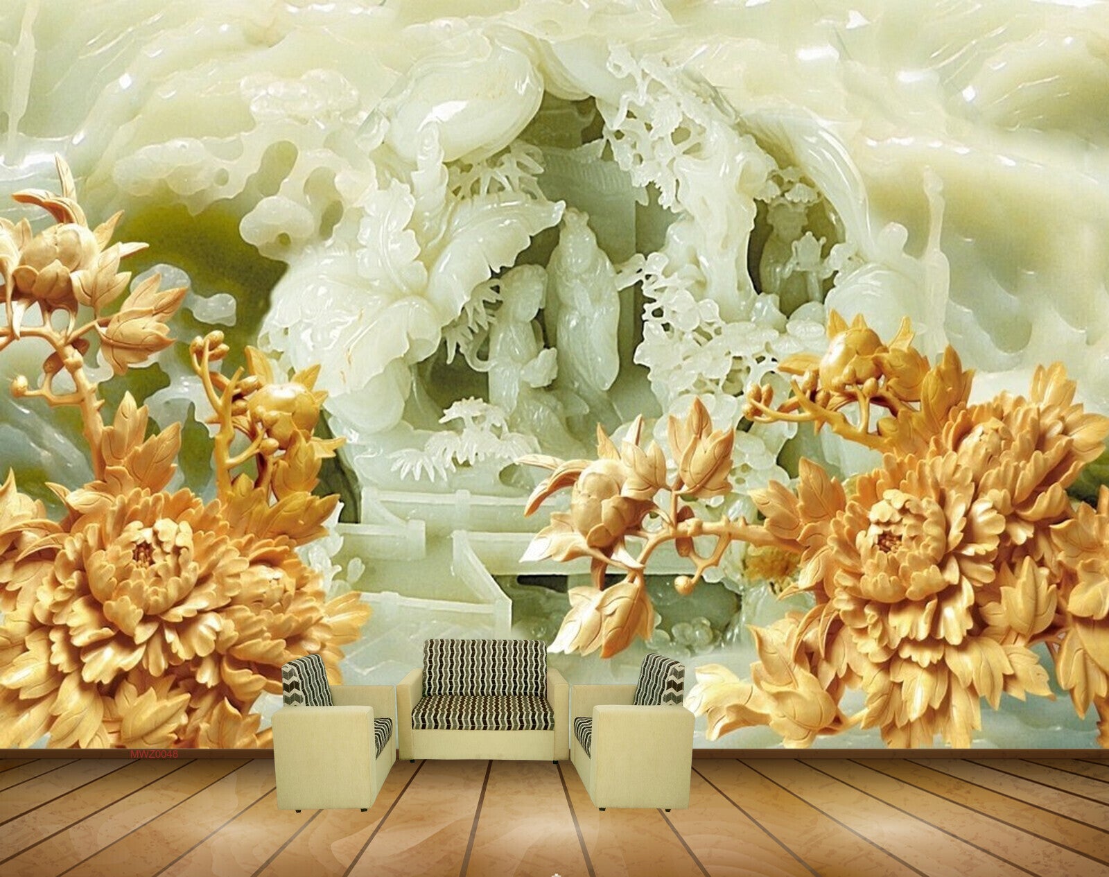 Avikalp MWZ0048 White Orange Flowers People 3D HD Wallpaper