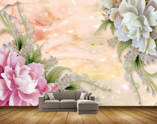 Avikalp MWZ0049 Pink White Flowers HD Wallpaper