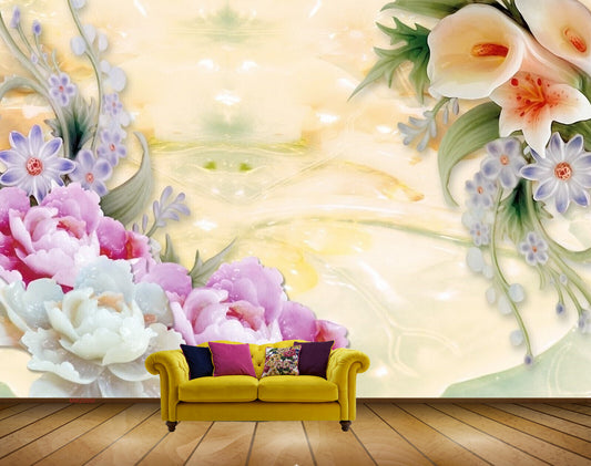 Avikalp MWZ0050 Purple White Pink Tulips Flowers HD Wallpaper