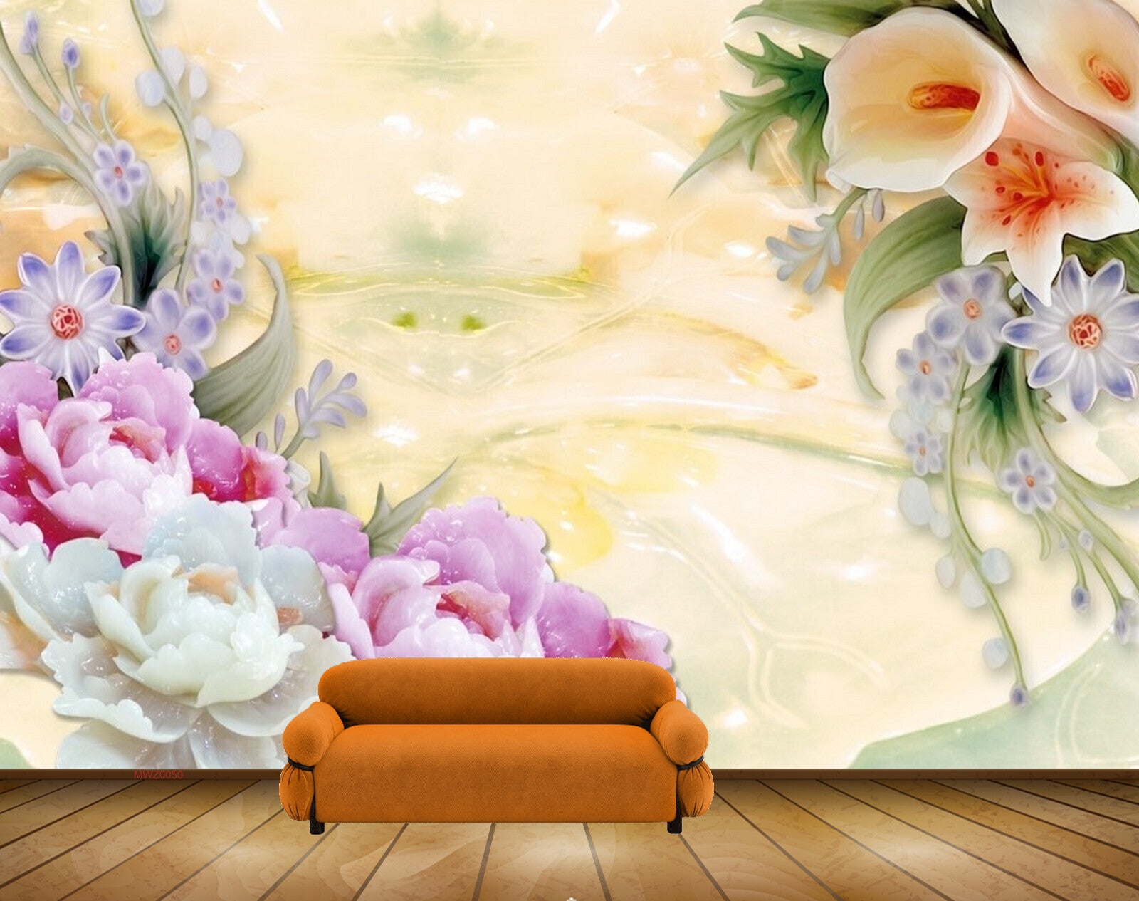 Avikalp MWZ0050 Purple White Pink Tulips Flowers 3D HD Wallpaper