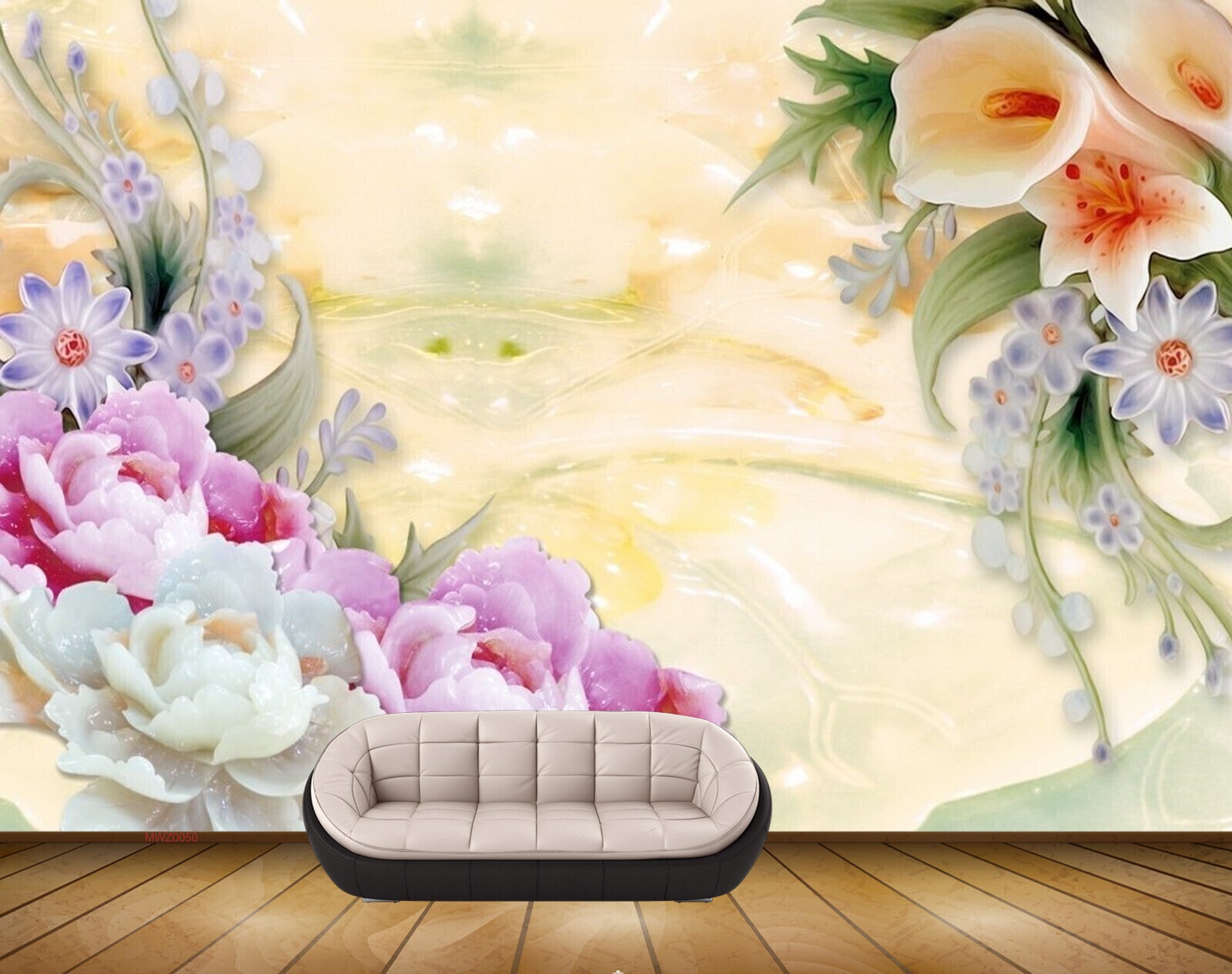 Avikalp MWZ0050 Purple White Pink Tulips Flowers 3D HD Wallpaper
