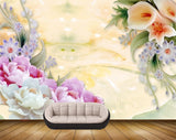 Avikalp MWZ0050 Purple White Pink Tulips Flowers 3D HD Wallpaper