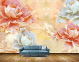 Avikalp MWZ0052 Peach White Flowers 3D HD Wallpaper