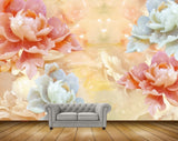 Avikalp MWZ0052 Peach White Flowers 3D HD Wallpaper