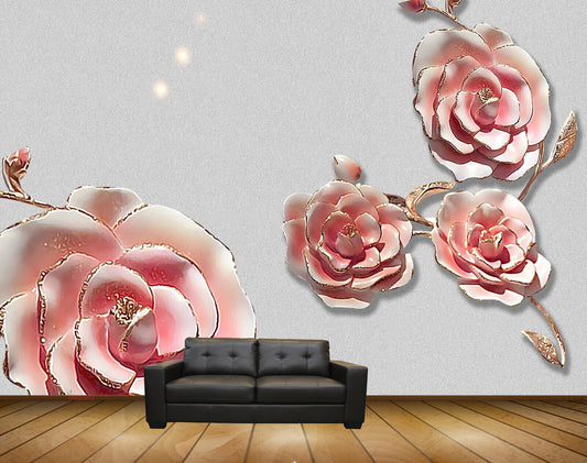Avikalp MWZ0053 Pink White Flowers HD Wallpaper