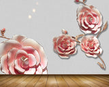 Avikalp MWZ0053 Pink White Flowers 3D HD Wallpaper