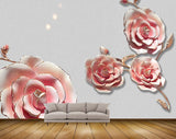 Avikalp MWZ0053 Pink White Flowers 3D HD Wallpaper