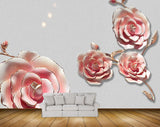 Avikalp MWZ0053 Pink White Flowers 3D HD Wallpaper