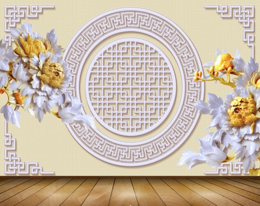 Avikalp MWZ0054 Yellow White Flowers 3D HD Wallpaper