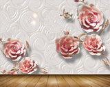 Avikalp MWZ0055 White Pink Flowers Birds 3D HD Wallpaper