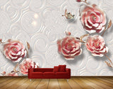 Avikalp MWZ0055 White Pink Flowers Birds 3D HD Wallpaper