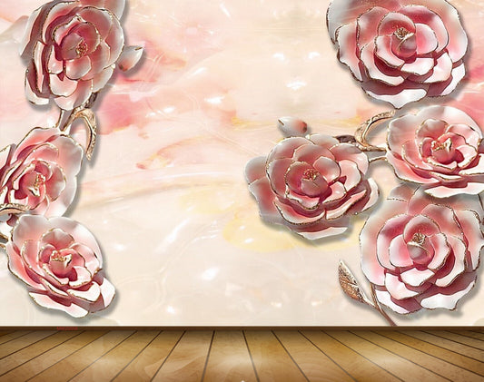 Avikalp MWZ0056 White Pink Flowers 3D HD Wallpaper