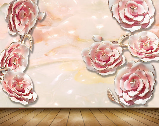Avikalp MWZ0057 White Pink Flowers 3D HD Wallpaper