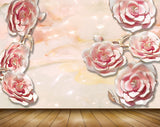 Avikalp MWZ0057 White Pink Flowers 3D HD Wallpaper