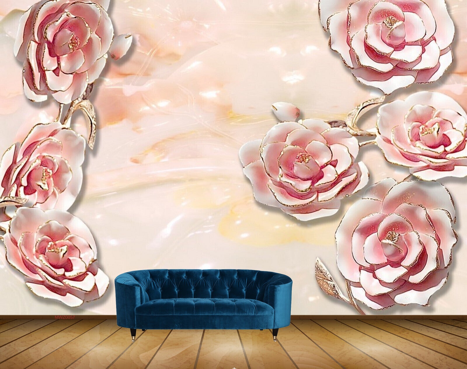 Avikalp MWZ0057 White Pink Flowers 3D HD Wallpaper