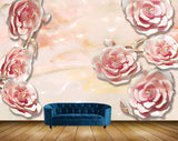 Avikalp MWZ0057 White Pink Flowers 3D HD Wallpaper