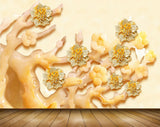Avikalp MWZ0058 White Yellow Flowers Branches 3D HD Wallpaper
