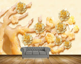 Avikalp MWZ0058 White Yellow Flowers Branches 3D HD Wallpaper
