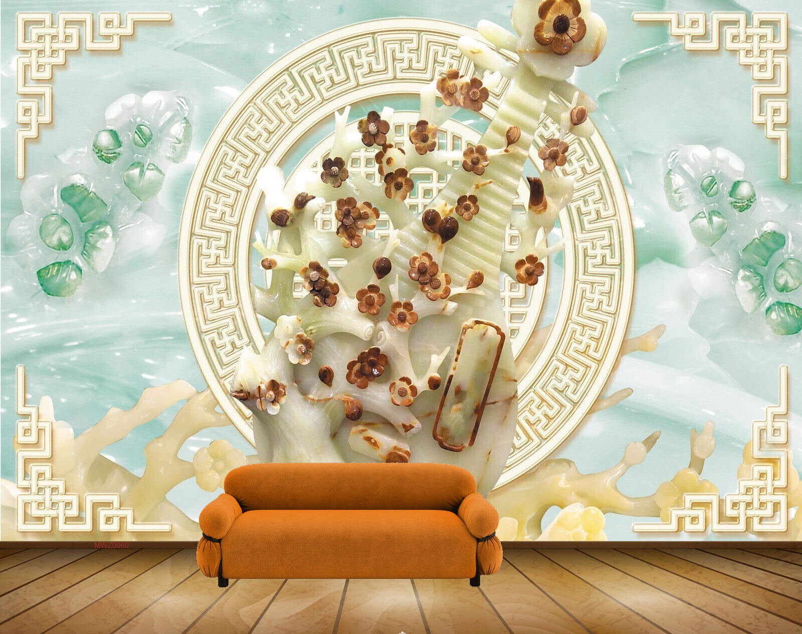 Avikalp MWZ0060 White Brown Green Flowers 3D HD Wallpaper