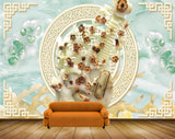 Avikalp MWZ0060 White Brown Green Flowers 3D HD Wallpaper