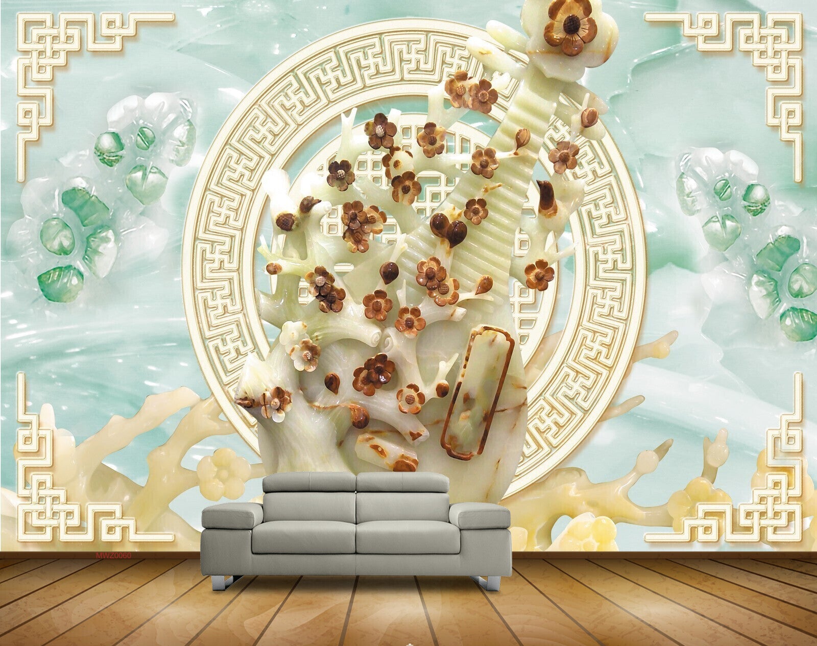Avikalp MWZ0060 White Brown Green Flowers 3D HD Wallpaper