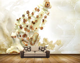 Avikalp MWZ0061 White Brown Flowers HD Wallpaper