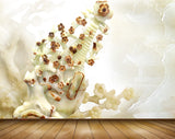 Avikalp MWZ0061 White Brown Flowers 3D HD Wallpaper
