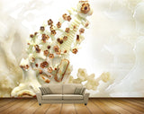 Avikalp MWZ0061 White Brown Flowers 3D HD Wallpaper
