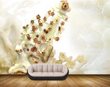 Avikalp MWZ0061 White Brown Flowers 3D HD Wallpaper
