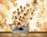 Avikalp MWZ0063 Orange White Coffee Flowers 3D HD Wallpaper