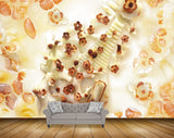 Avikalp MWZ0063 Orange White Coffee Flowers 3D HD Wallpaper