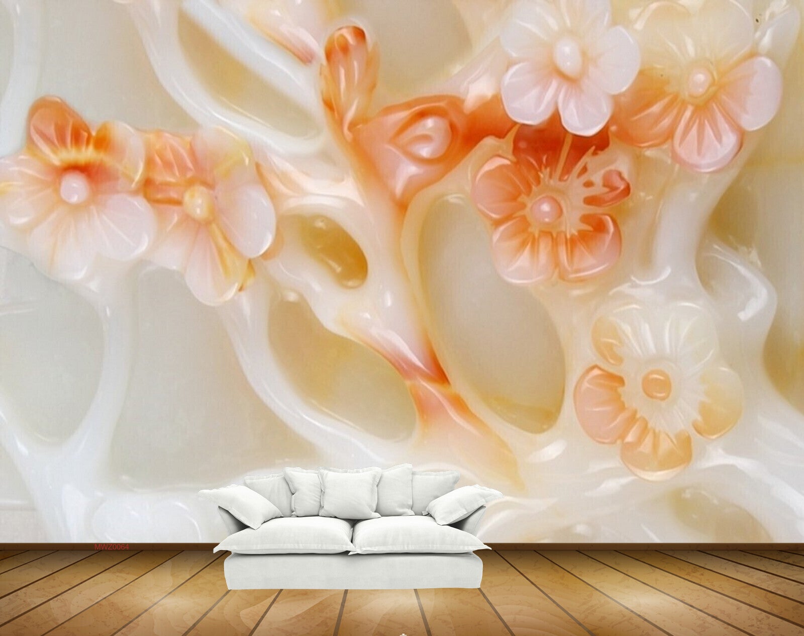 Avikalp MWZ0064 White Orange Flowers HD Wallpaper