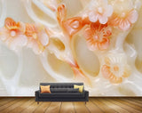 Avikalp MWZ0064 White Orange Flowers 3D HD Wallpaper