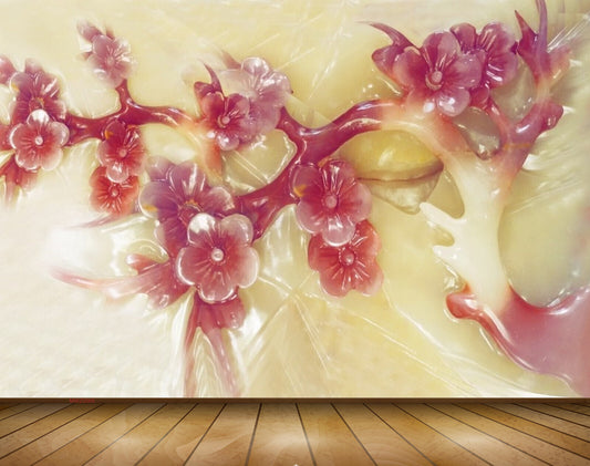Avikalp MWZ0065 White Purple Flowers 3D HD Wallpaper