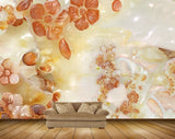 Avikalp MWZ0066 White Orange Flowers Birds 3D HD Wallpaper