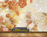 Avikalp MWZ0066 White Orange Flowers Birds 3D HD Wallpaper
