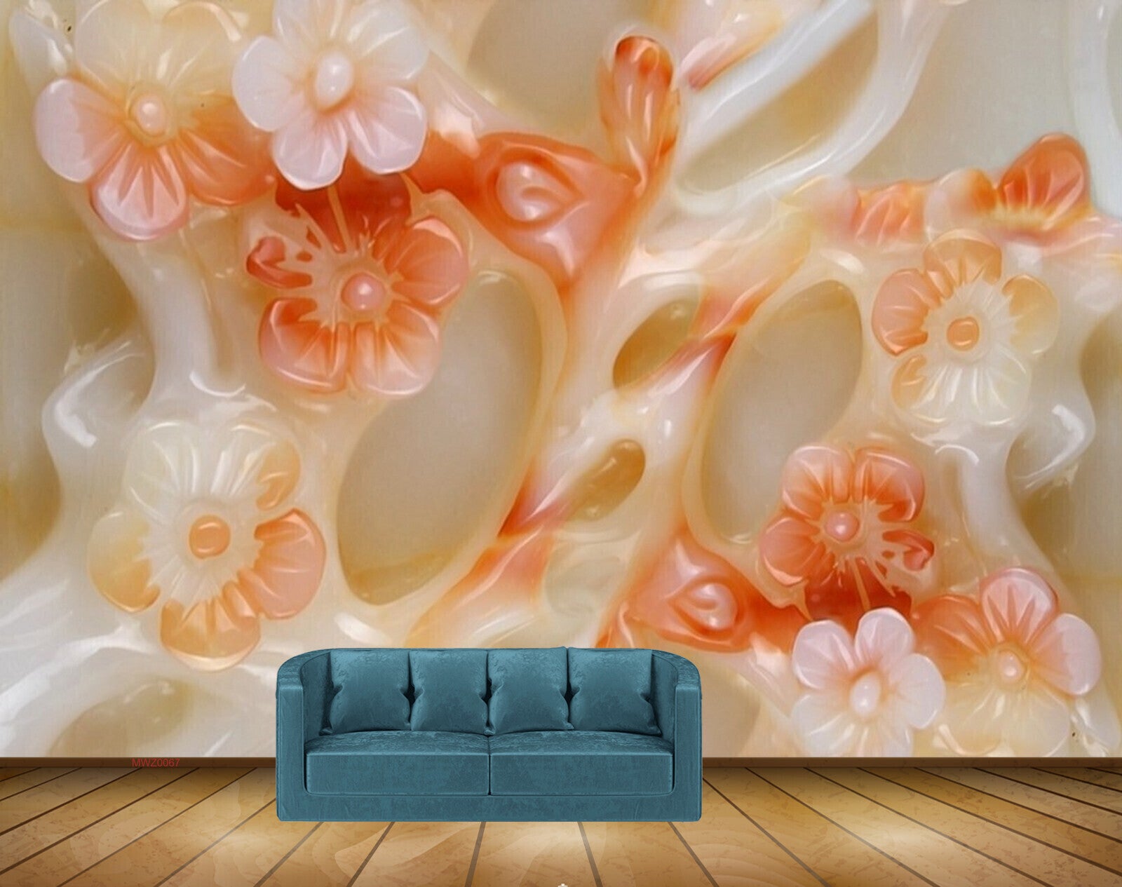 Avikalp MWZ0067 White Peach Flowers 3D HD Wallpaper