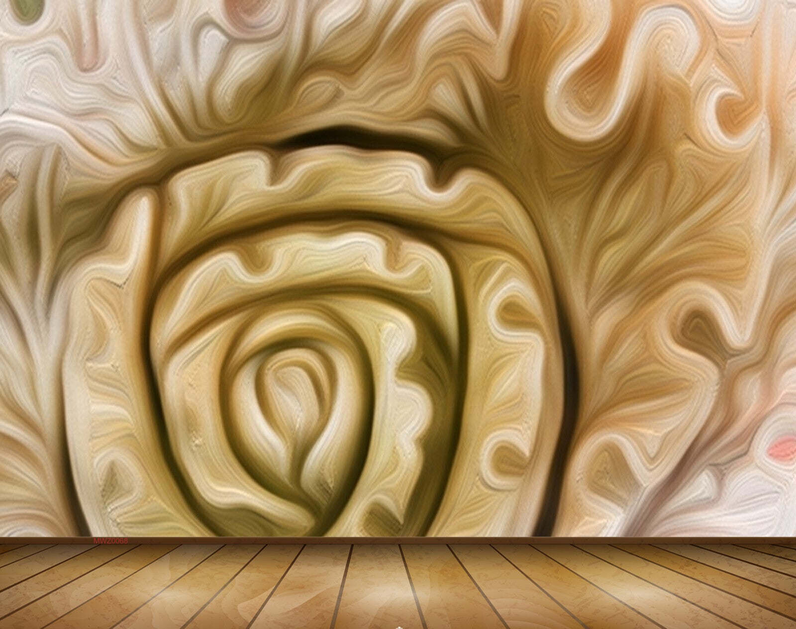 Avikalp MWZ0068 White Green Flower 3D HD Wallpaper