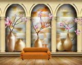 Avikalp MWZ0071 White Pink Flowers Branches 3D HD Wallpaper