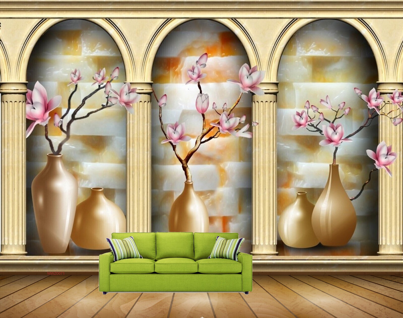Avikalp MWZ0071 White Pink Flowers Branches 3D HD Wallpaper