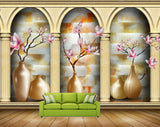 Avikalp MWZ0071 White Pink Flowers Branches 3D HD Wallpaper